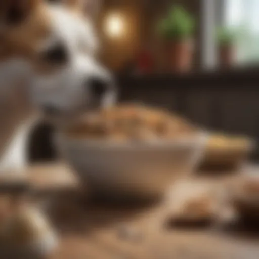 A healthy bowl of bland diet food for dogs
