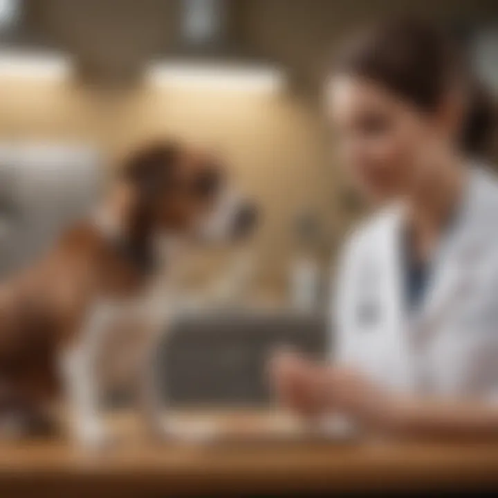 Veterinarian consulting with a dog owner about dietary changes for diarrhea