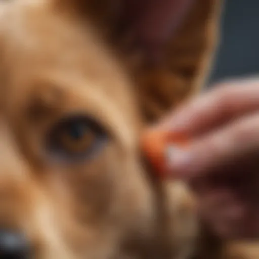 A veterinary professional examining a dog's ear for signs of infection