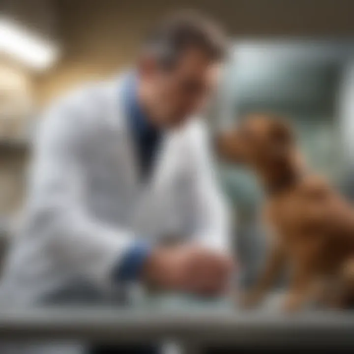 A concerned pet owner consulting a veterinarian about their pet's health condition.