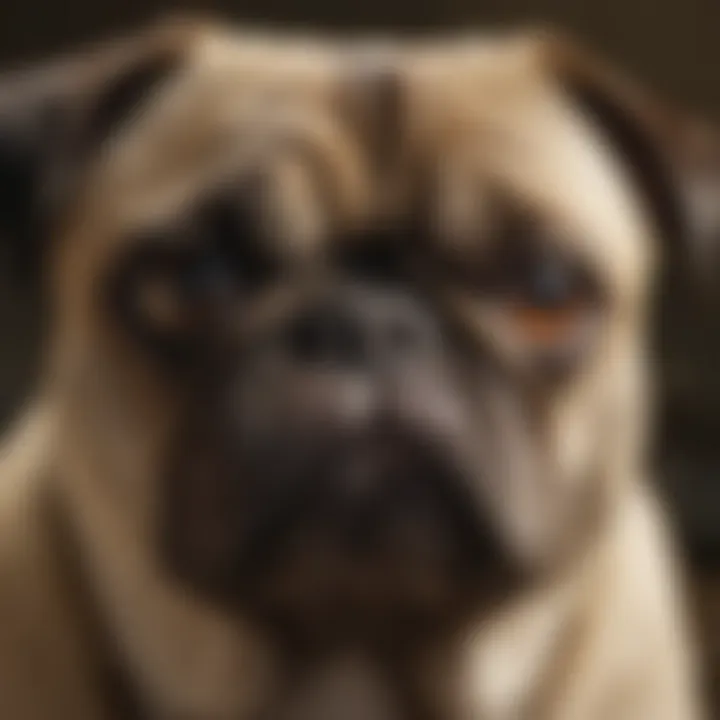 Close-up of a pug showing signs of ear infection