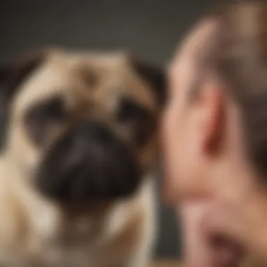 Veterinarian examining a pug's ear for infection