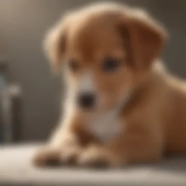 Veterinary professional examining a puppy