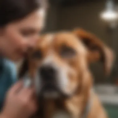 Dog with a vet examining its ears for potential issues