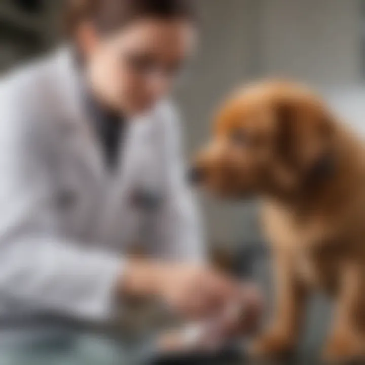 Veterinarian examining a puppy for hip dysplasia