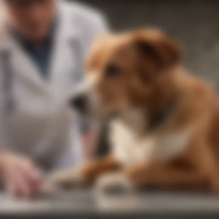 A veterinarian examining a dog, highlighting the importance of professional care for health issues.