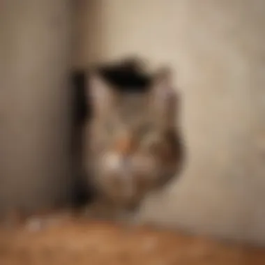 A cat exhibiting unusual behavior, hiding in a corner