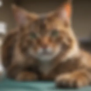 Cat being examined by a veterinarian