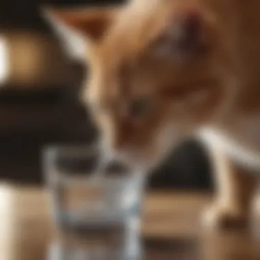 A cat drinking water excessively