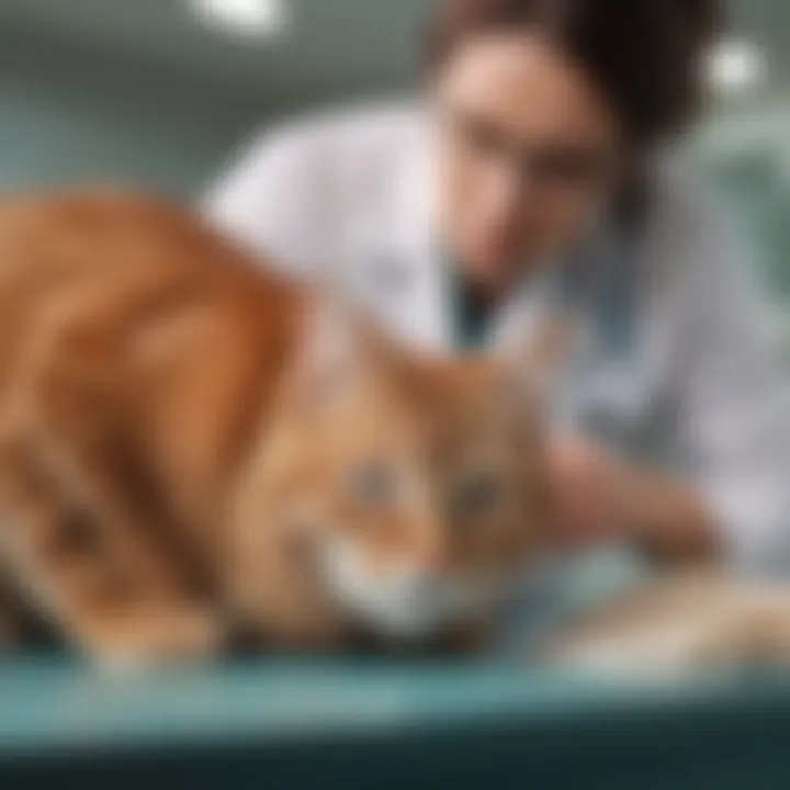 A veterinarian examining a cat in a clinic