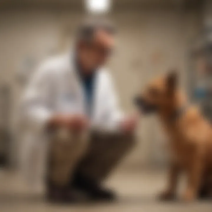 A veterinarian consulting with a dog owner