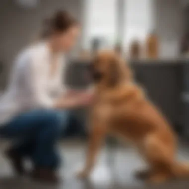 Pet owner examining dog's stool for consistency and health monitoring.