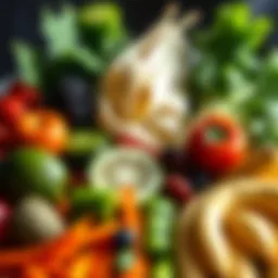 A vibrant spread of high-fiber foods including fruits and vegetables.
