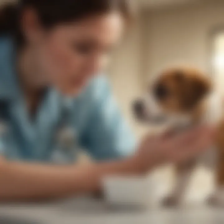 A pet owner consulting a veterinarian about a puppy's health.