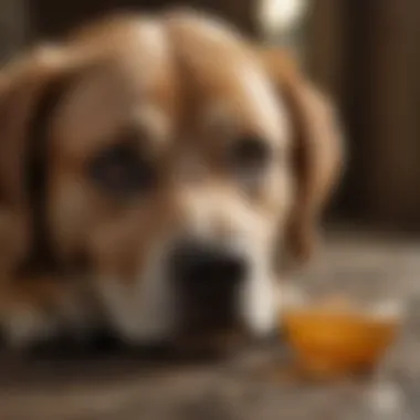 A dog looking distressed due to gastrointestinal issues