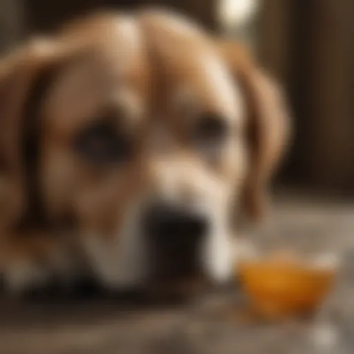 A dog looking distressed due to gastrointestinal issues