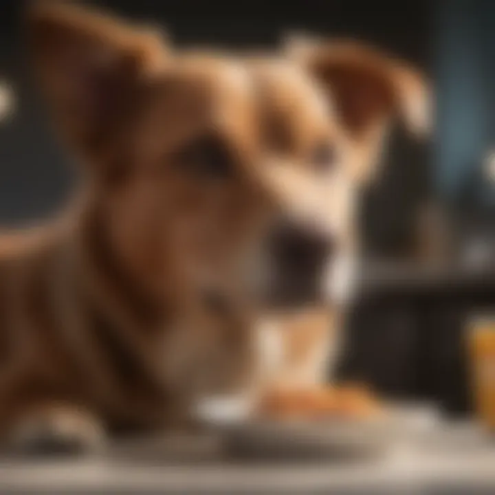 Close-up of a healthy dog enjoying a balanced meal