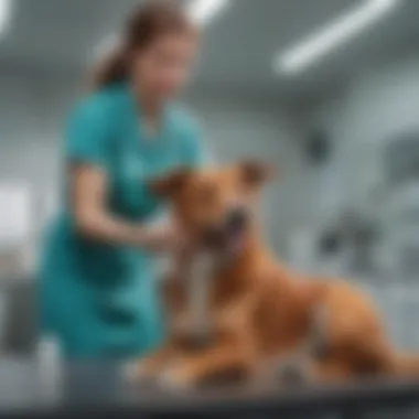 Veterinarian examining a dog in a clinic