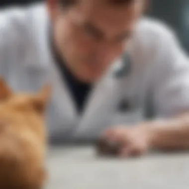 Veterinarian examining a pet for bowel obstruction