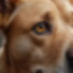 A close-up of a dog's ear showing signs of infection