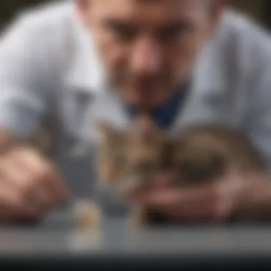 Veterinarian examining a cat for bladder stones