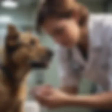 Veterinarian examining a dog