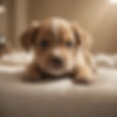 A puppy resting comfortably after treatment.