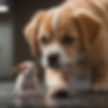 Veterinarian examining a puppy for health issues.