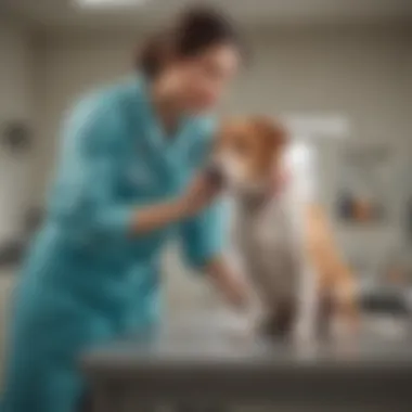 Veterinary Examination for Dogs Veterinarian examining a dog in a clinic setting