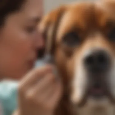 A veterinarian examining a dog's ear for potential issues.