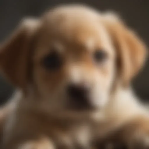 A close-up of a puppy with a concerned expression, indicating health issues.