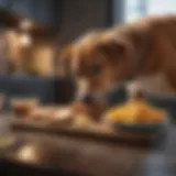 Healthy dog enjoying a balanced meal