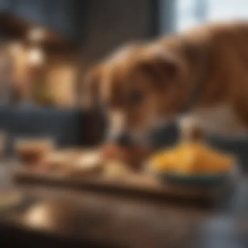 Healthy dog enjoying a balanced meal