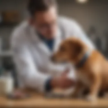 Veterinarian examining a dog for gastrointestinal issues