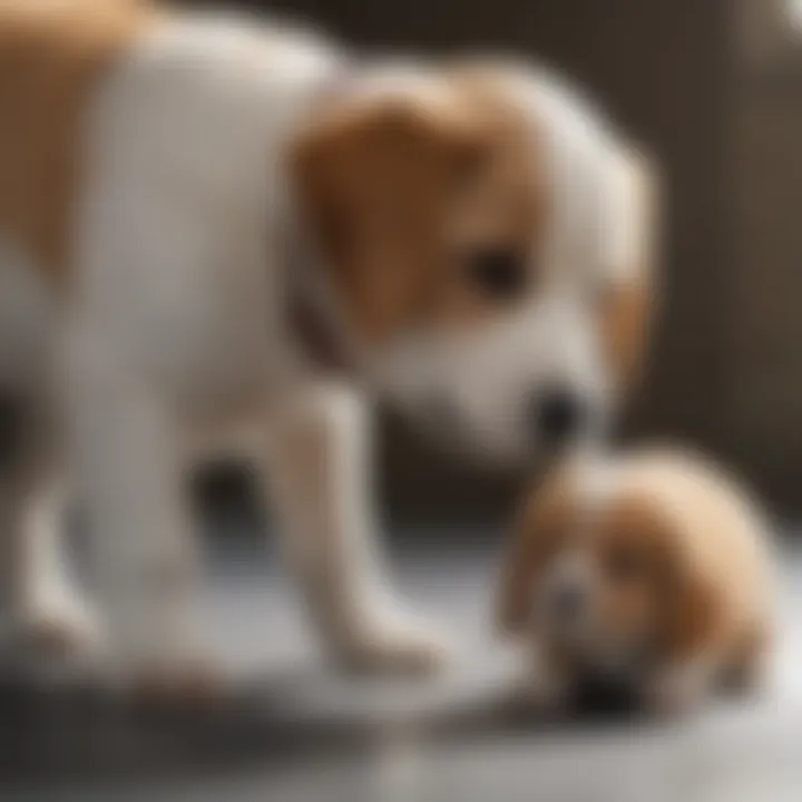 Veterinarian examining a puppy