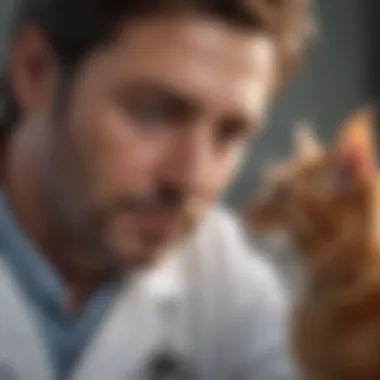 Veterinarian examining a cat for breathing issues