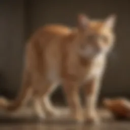 A cat sitting with a noticeable limp in its back leg, showcasing the impact of a fall.