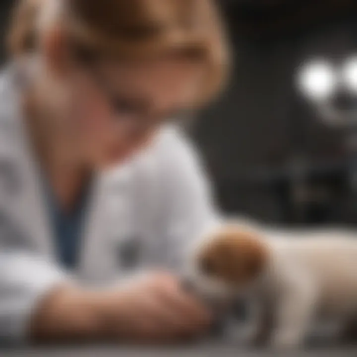 Veterinarian examining a puppy's health