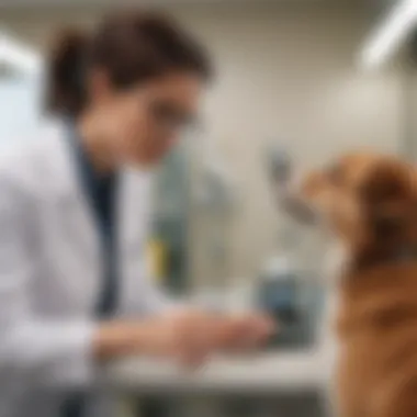 Veterinarian examining a dog in a clinic