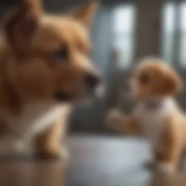 Veterinarian examining a puppy