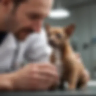 Vet examining a pet for bowel issues