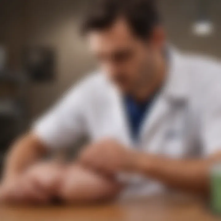 Veterinarian examining a pet for intestinal issues