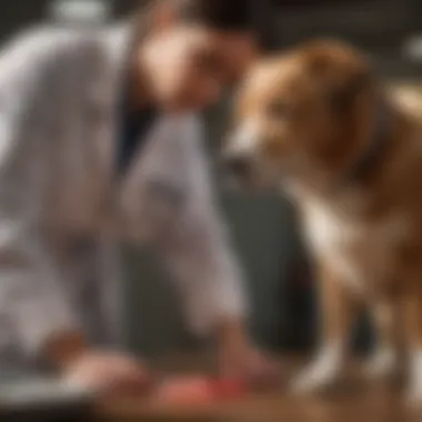 A vet examining a dog, highlighting the importance of professional care