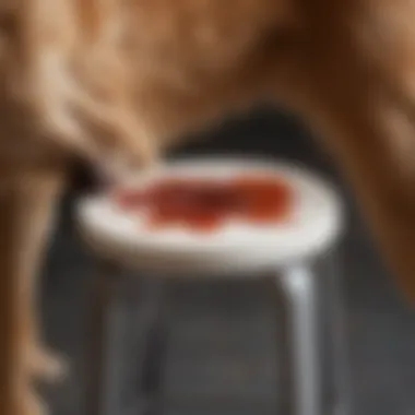 A close-up view of a dog's stool with visible blood, highlighting a health concern.