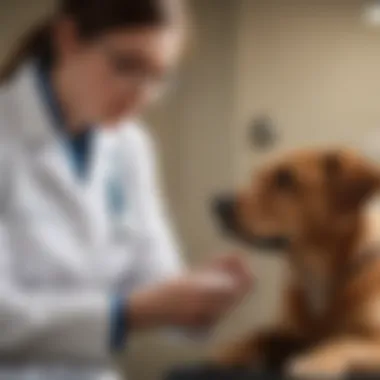 Veterinarian examining a dog