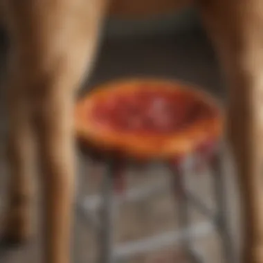 Close-up of a dog's stool showing signs of blood