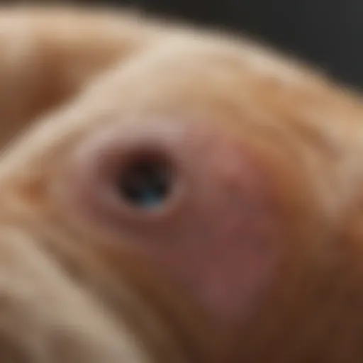 Close-up of a pet's abdomen showing signs of discomfort