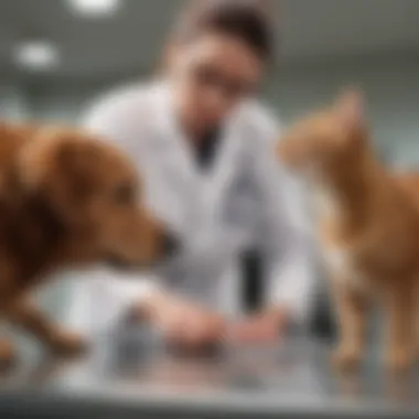 Veterinarian examining a pet in a clinical setting