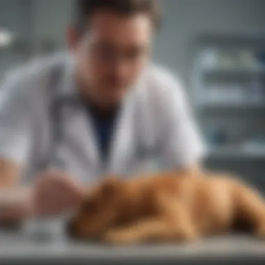 A veterinary professional examining a pet