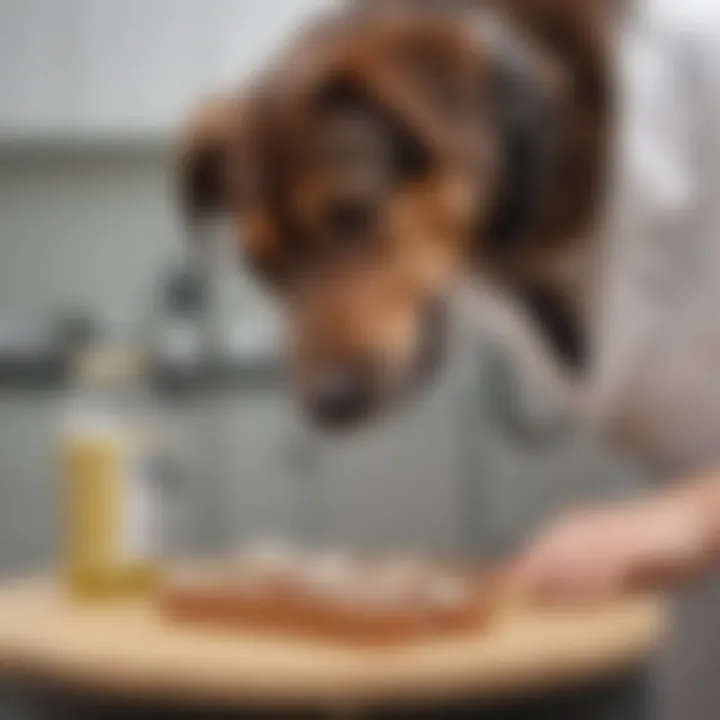 Veterinarian examining a dog's stool sample